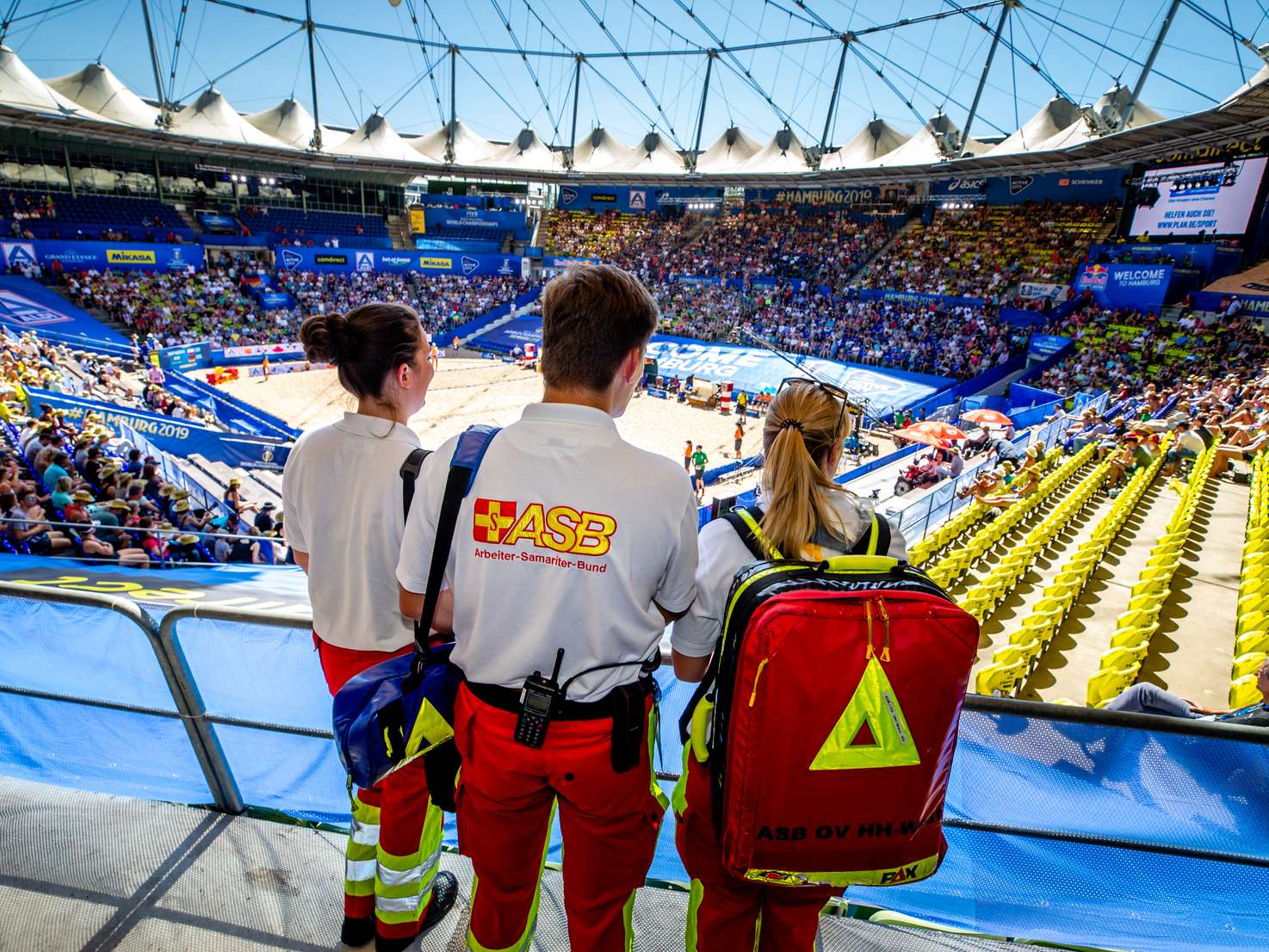 Sanitätswachdienst bei der Beach Volleyball Weltmeisterschaft 2019 (Foto: Hening Angerer für ASB Hamburg)