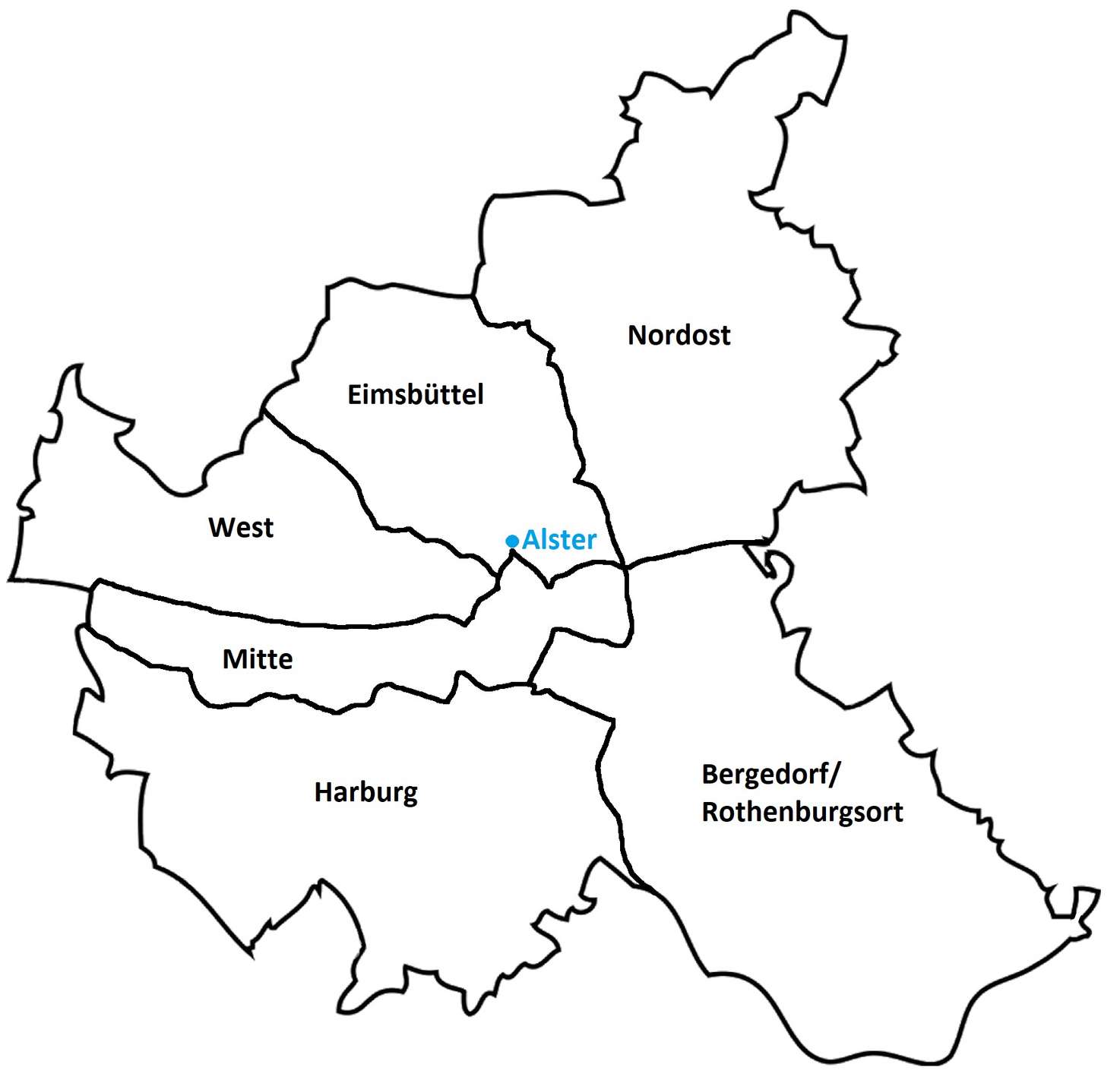 Skizzierte Aufteilung der Hamburger Ortsverbände (Foto: ASB Hamburg)